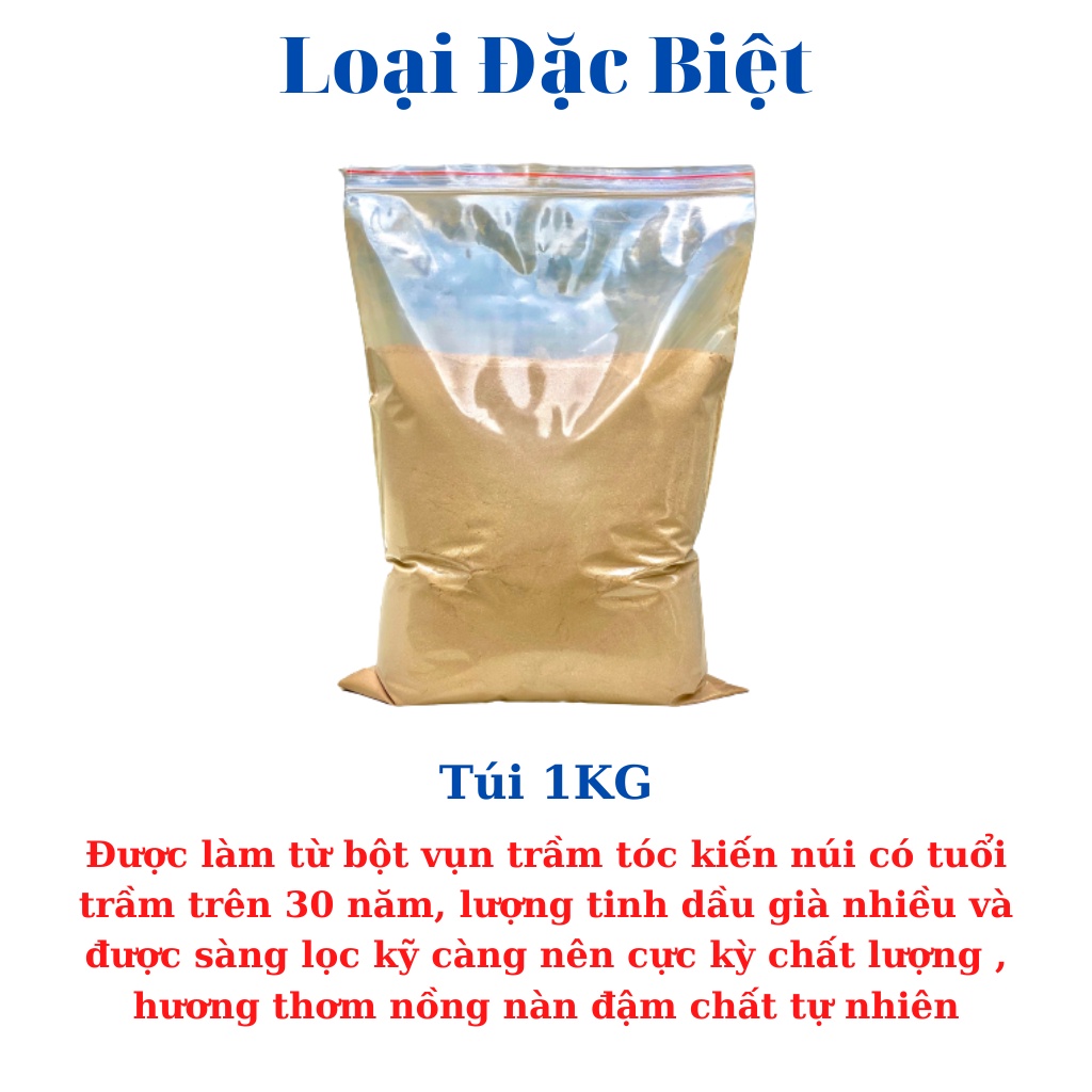 Bột Trầm Hương Sạch Tự Nhiên Nguyên Chất Xưởng Mộc Việt - Đóng Túi 1KG Xông Nhà Hương Thơm Dịu Nhẹ An Toàn Sức Khoẻ