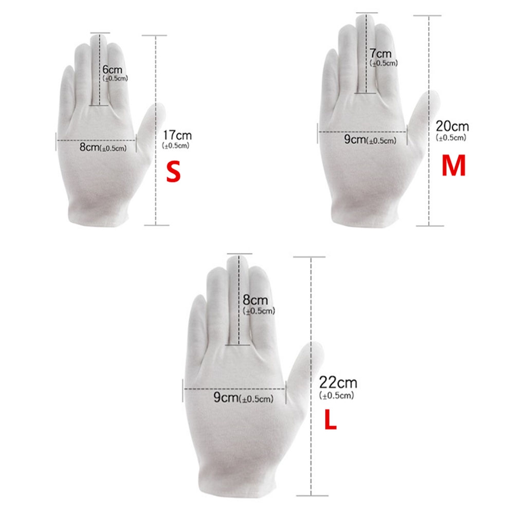 Bộ 12 đôi găng tay cotton màu trắng dày dặn chuyên dụng