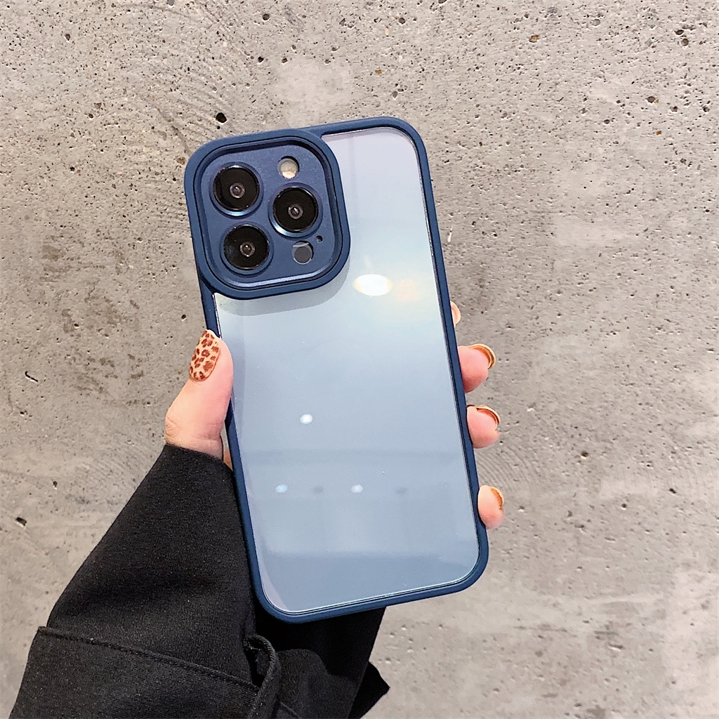 Ốp Điện Thoại Kim Loại Cứng Trong Suốt Chống Sốc Sang Trọng Cho iPhone 14 plus 13Pro 13 12 11 Pro Max