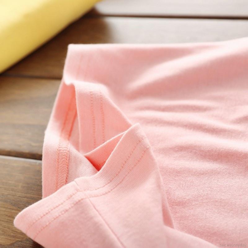 Áo thun tay dài cổ bèo tròn mềm mại màu trơn thời trang dành cho bé gái