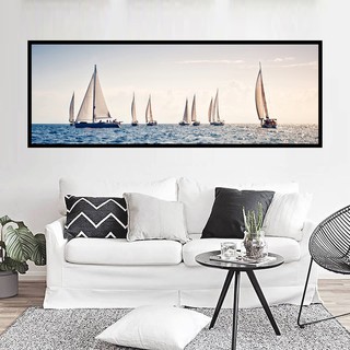 Tranh treo tường Canvas trang trí Thuyền dài 40x120cm ( kèm theo khung )
