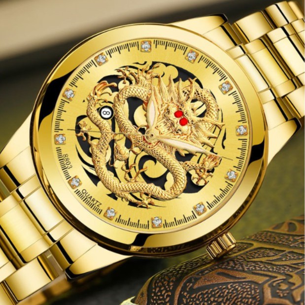 Đồng hồ nam BOSCK R01 mặt rồng quyền quý, kim dạ quang
