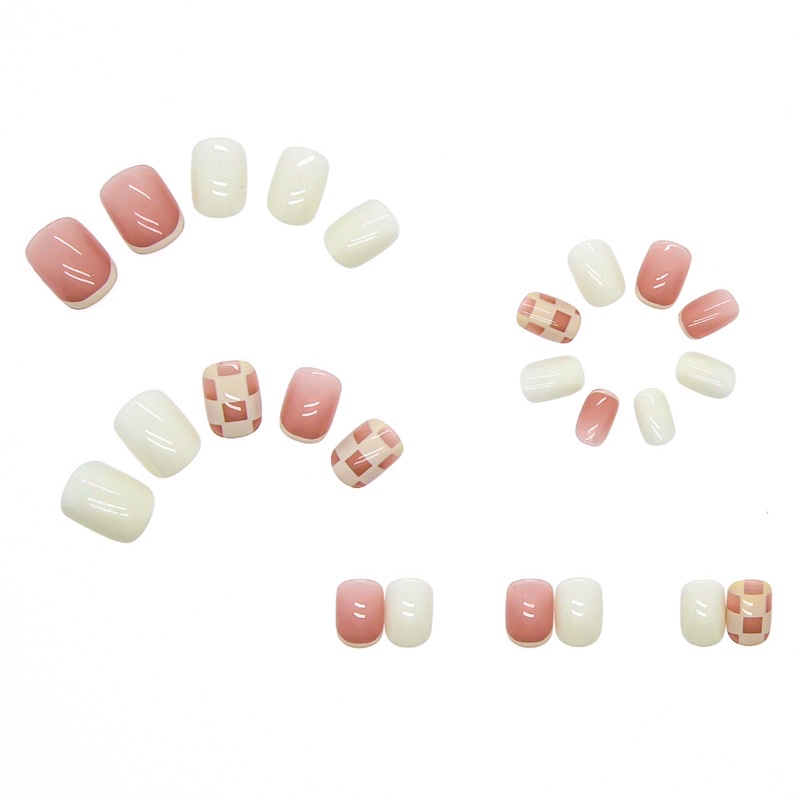 Set 24 móng giả N259 dáng móng ngắn ( Tặng kèm keo và dũa )