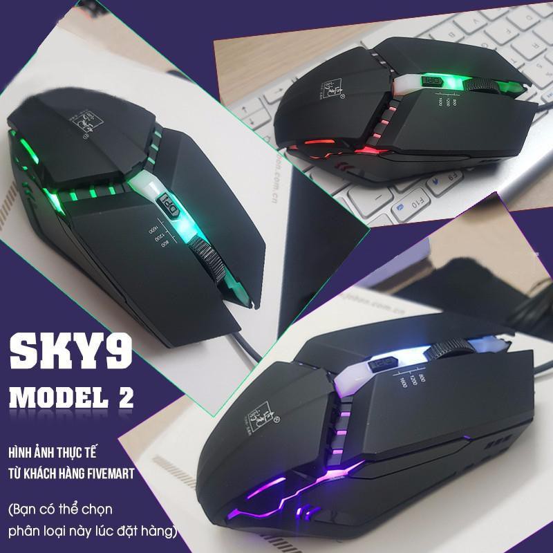 TẶNG 1 LÓT CHUỘT _ Chuột Máy Tính Sky9 Model 2 Bền Nhạy Chơi Game Văn Phòng Đa Dụng LED Cực Ngầu