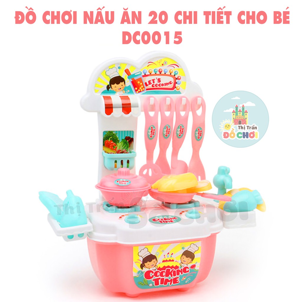 Đồ chơi nấu ăn  GIÁ SỐC  Đồ chơi nấu ăn cho bé 20 món vật dụng và tủ bếp bằng nhựa an toàn DC0015