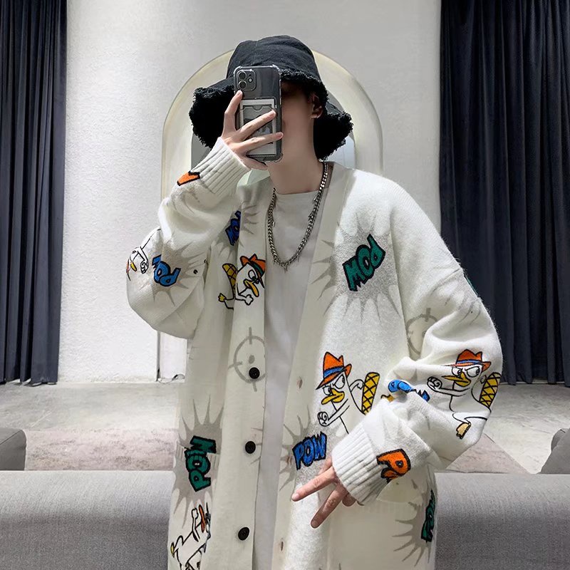 Áo khoác len nam cadigan họa tiết cao cấp không xù mềm mịn