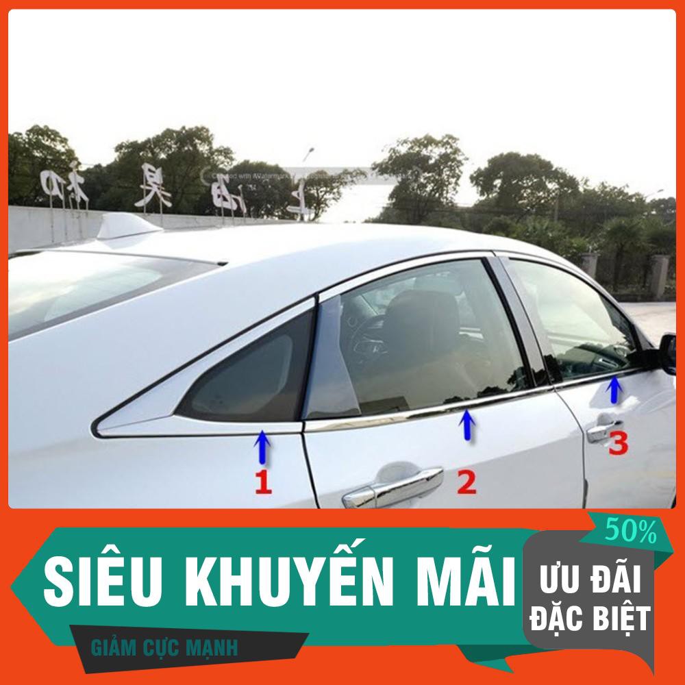 Nẹp chân kính - cong kính Honda Civic 2017-2020 inox