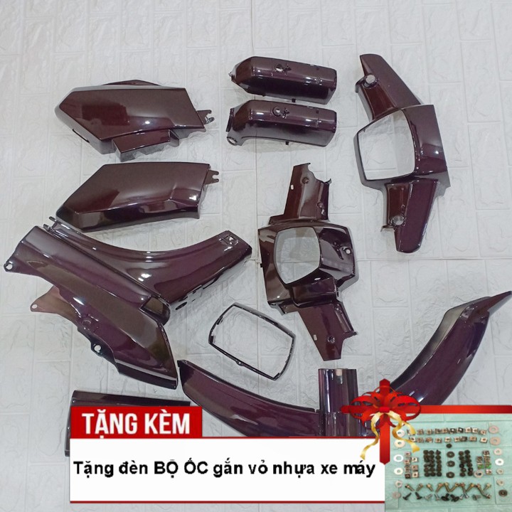 Dàn áo xe DreamII nhựa ABS nguyên sinh màu NHO , tặng kèm bộ tem và bộ ốc theo xe