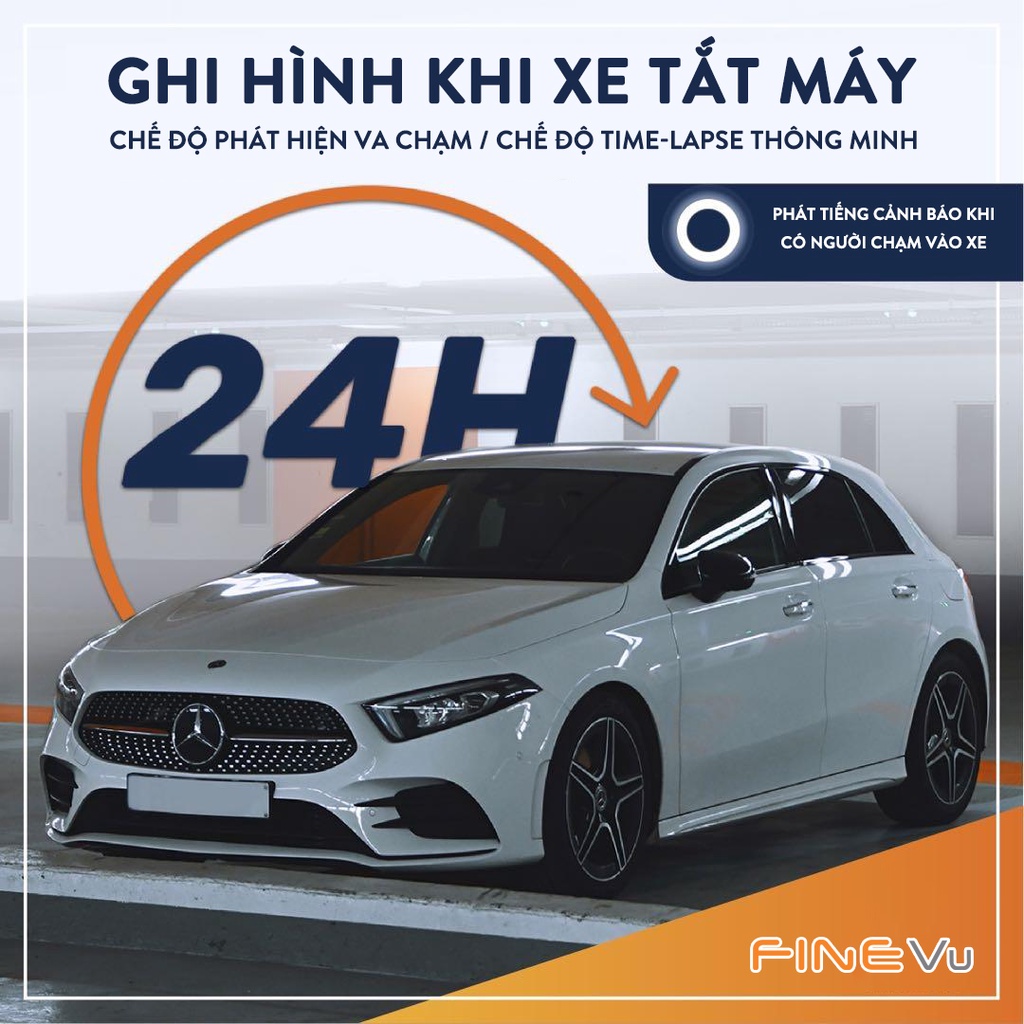 Camera hành trình ô tô FINEVU GX33 Hàn Quốc ghi hình khi xe tắt máy 930 giờ