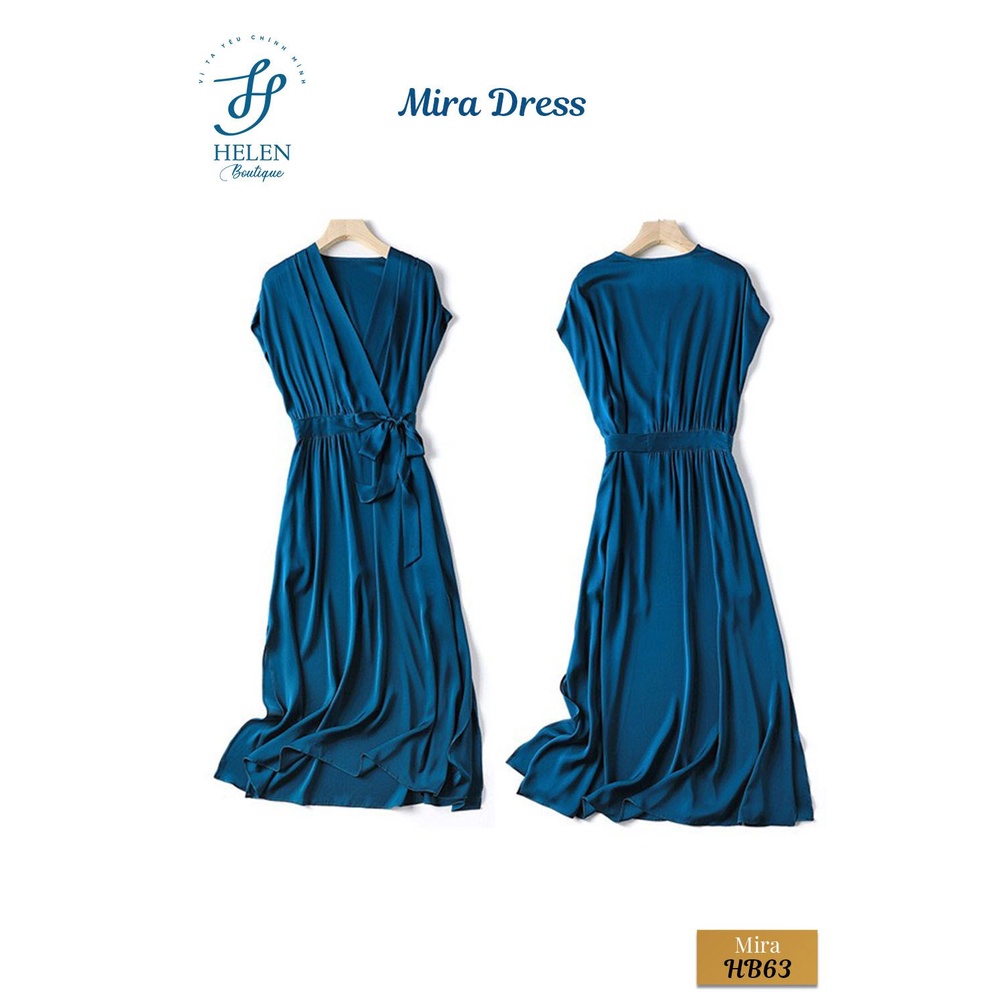 Đầm dáng dài xẻ tà sắc xanh óng nhẹ nhàng sang trọng - Mira Dress - Helen Boutique