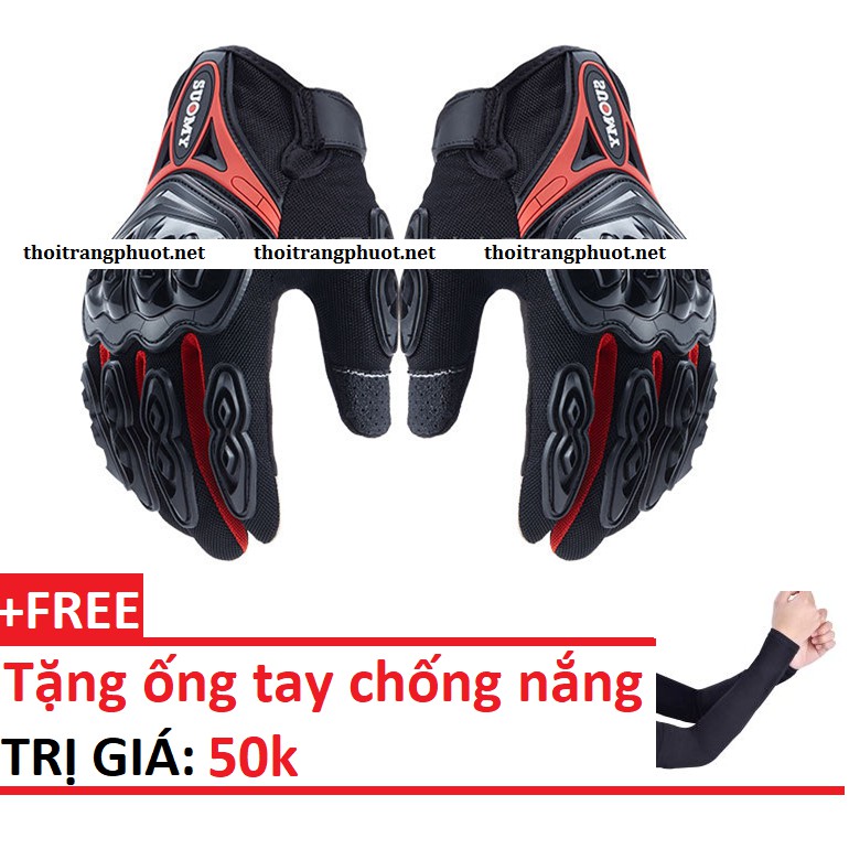 Găng tay dài ngón đi phượt cảm ứng điện thoại Soumy + tặng kèm ống chống nắng