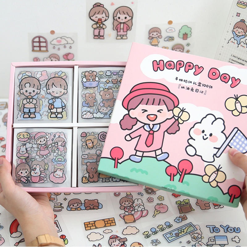 ⭐ iLado ⭐【10PCS】PET telado Không Thấm Nước Nhãn Hình Dán Cute Sticker Dễ Thương Sticker Trang Trí Sổ Hình Dán Sticker Nhãn Dán Sổ Chiết Lưu Trữ Trang Trí Sổ Dán Sổ Lưu Trữ Sticker Hiểm Bộ Sticker Tập Vở Sổ