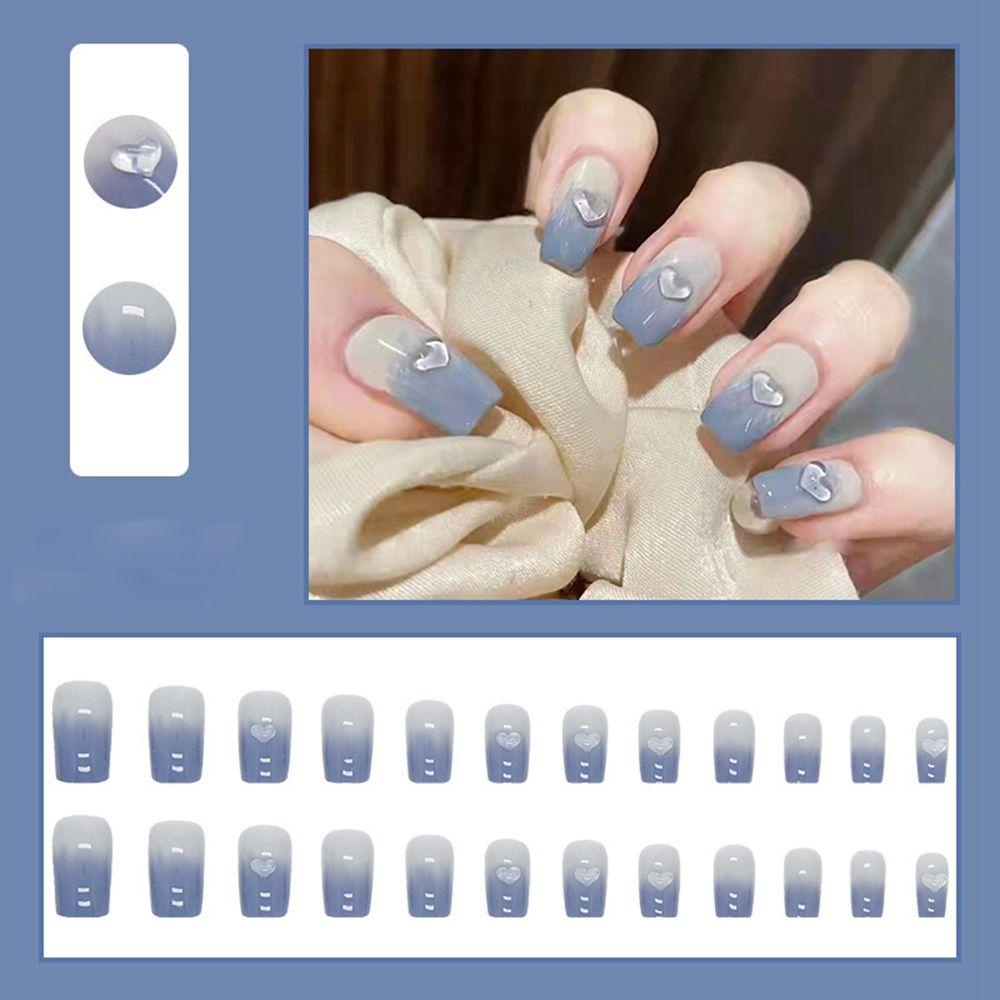 Hộp 24 Móng Tay Giả Ngắn / Tròn / Vuông Che Phủ Toàn Diện Trang Trí Móng Nghệ Thuật MIHAN1
