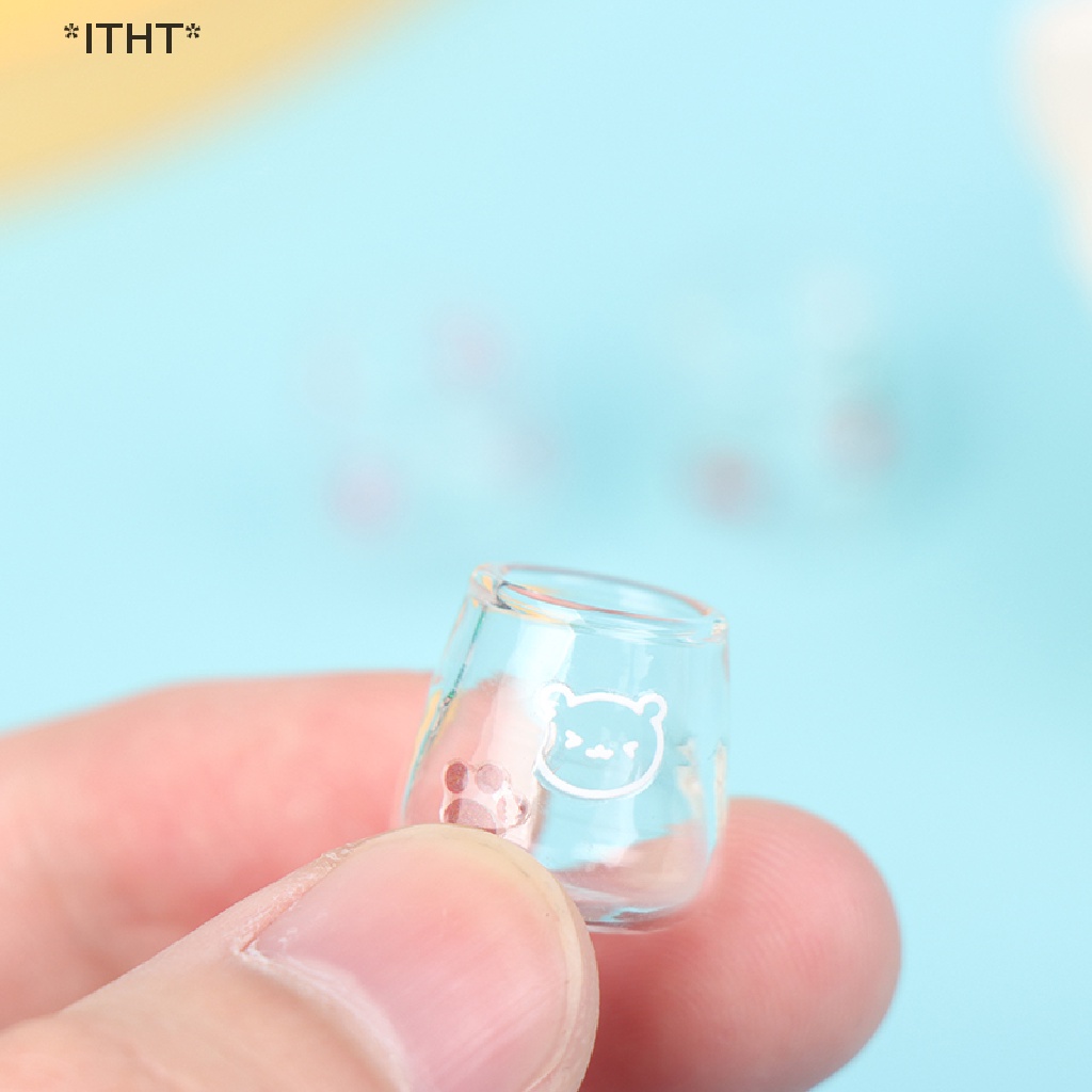 Bộ 4 Ly Thủy Tinh Trong Suốt Dùng Trang Trí Nhà Búp Bê Tỉ Lệ 1 / 12