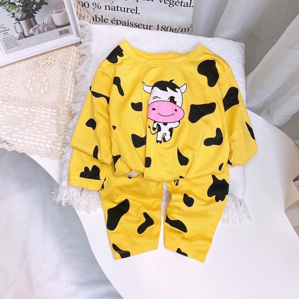 Bộ dài tay cho bé trai bé gái BÒ SỮA  Đồ bé trai gái quần áo trẻ em thun lạnh họa tiết BÒ SỮA Minky Mom