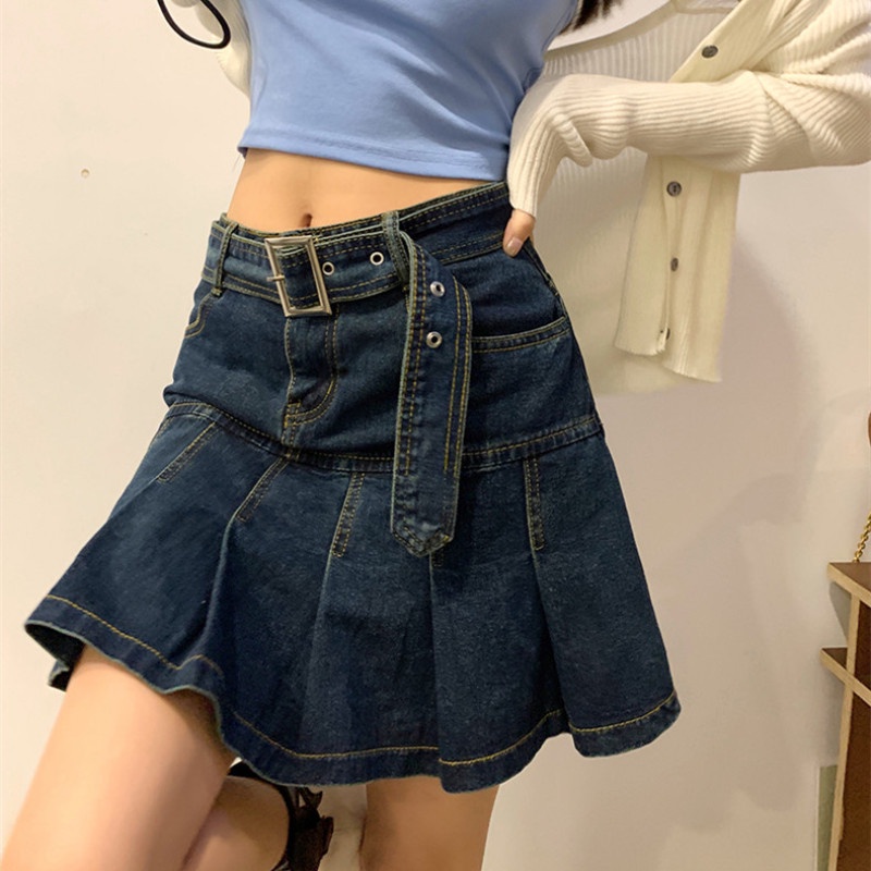 Chân Váy Denim Lưng Cao Thiết Kế Hợp Thời Trang