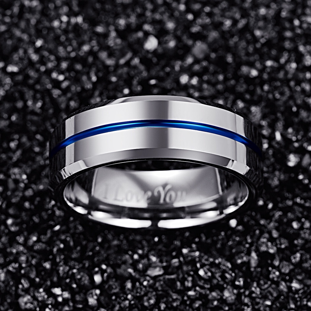 Nhẫn Cưới Nam BONLAVIE Rãnh 8mm Chất Liệu 100% Carbide Size 6 Đến 14