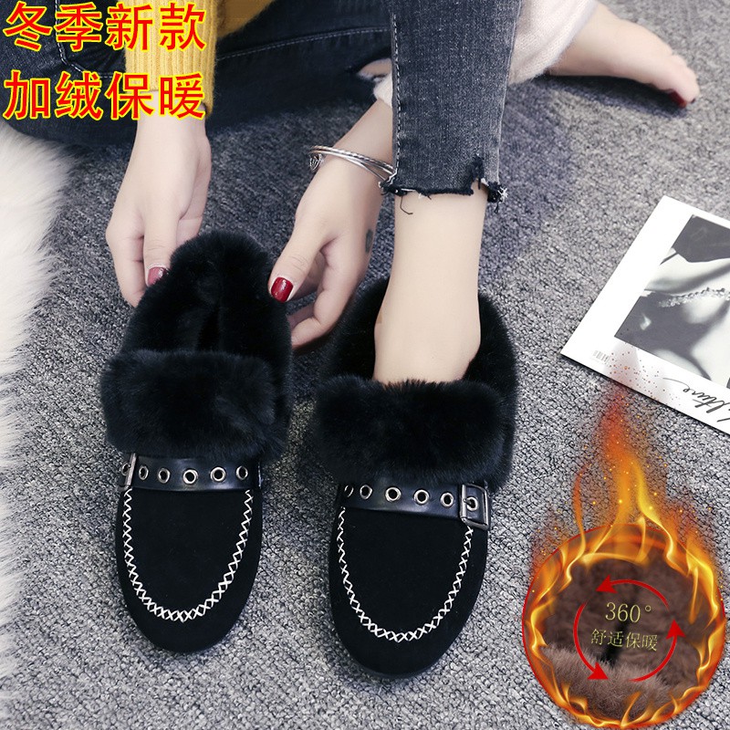 Giày Bốt Lót Nhung Cotton Đế Bằng Mũi Tròn Phối Lông Ấm Áp Kiểu Hàn Quốc Thời Trang Mùa Đông 2020 Mới Cho Nữ | BigBuy360 - bigbuy360.vn
