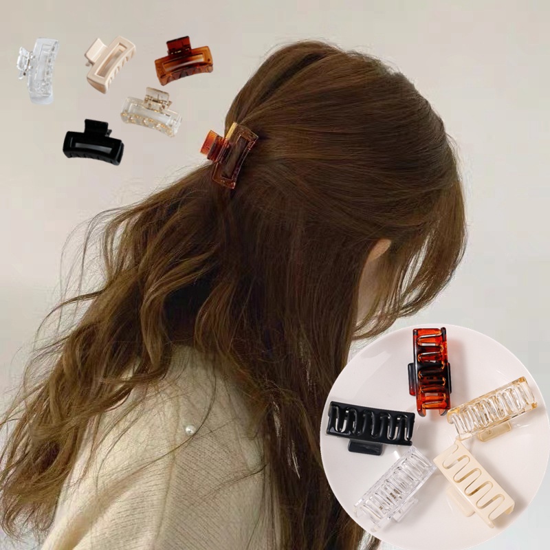 1 Kẹp Càng Cua Hình Vuông Bằng Nhựa Phong Cách Vintage Dành Cho Nữ