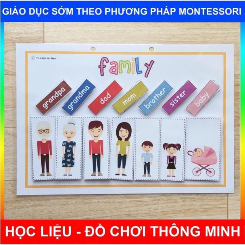 Học liệu giáo dục sớm montessori cho bé đồ chơi bóc dán thông minh Busybook Matching book 45 chủ đề J04