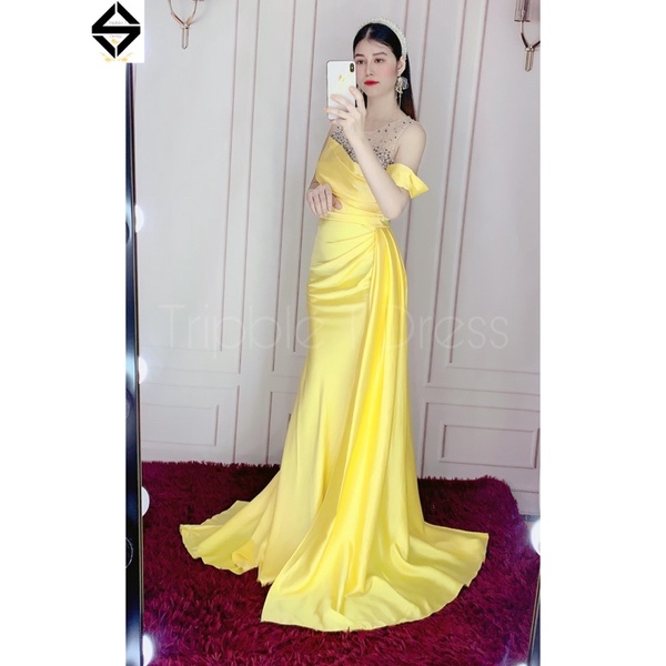 Đầm maxi body dạ hội kim sa rớt vai cao cấp TRIPBLE T DRESS - size M/L - MS142Y