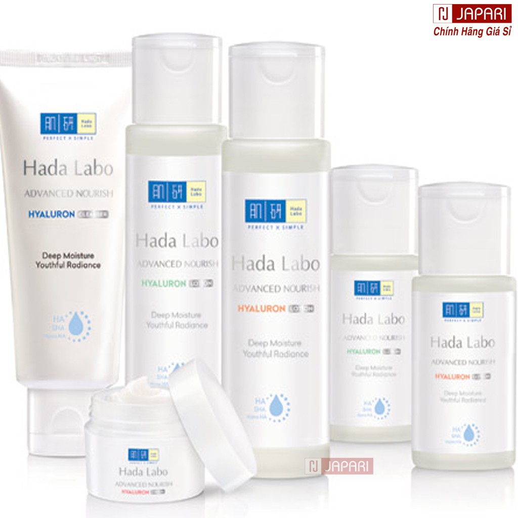 BỘ COMBO HADA LABO Skincare TRẮNG Dưỡng Ẩm Kem+Sữa Rửa Mặt+Nước Tẩy Trang+Dung Dịch Lotion Trắng Da Khô/Dầu Mụn JAPARI