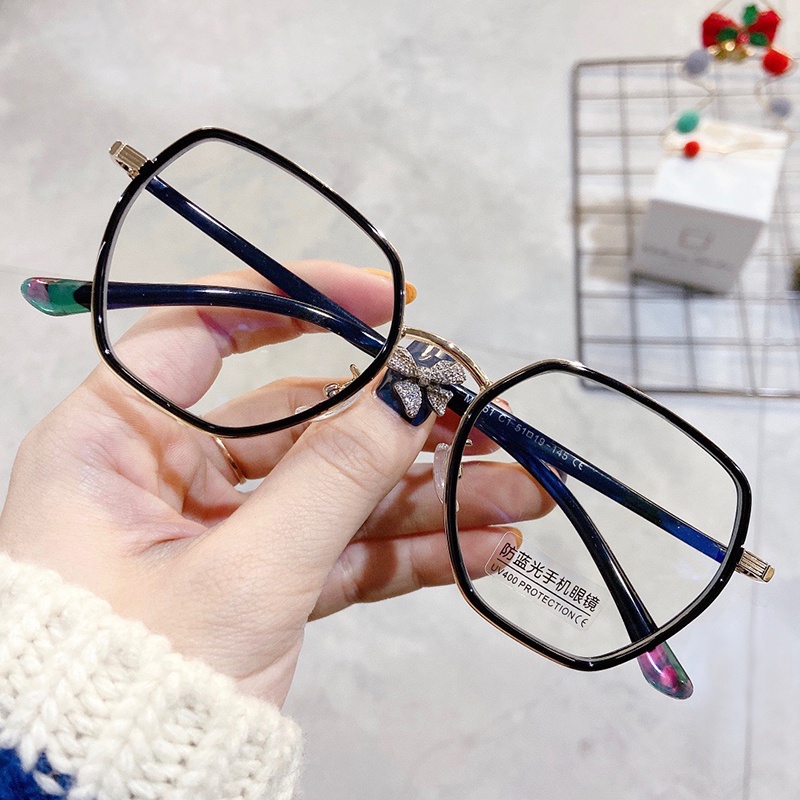 Mắt Kính Gọng Đa Giác Trong Suốt Chống Ánh Sáng Xanh Thời Trang Cho Nam Nữ Jz2061