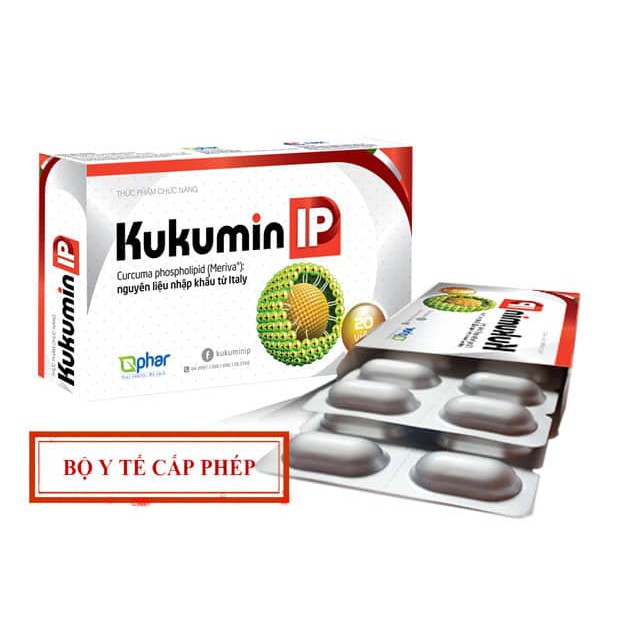 Kukumin IP - Hỗ trợ cho viêm loét & trào ngược dạ dày - Chứa Curcumin Phytosome nhập khẩu từ Italia