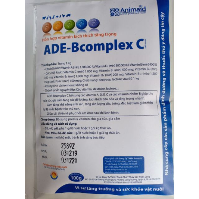Ade bcomplex - kích thích tăng trọng nhanh 100gam
