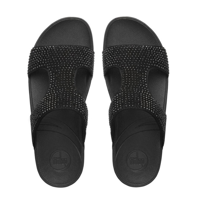 Fitflop Giày Sandal Da Đế Dày Đính Đá Thời Trang Cho Nữ