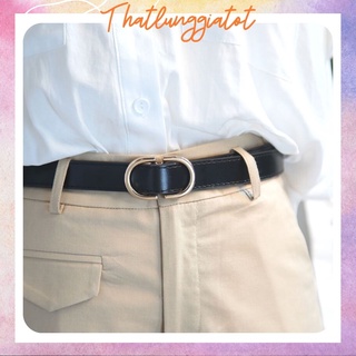 Thắt lưng nữ Ulzzang không bấm lỗ dạng luồng khóa vàng phối quần jeans, blazer (Hỗ trợ cắt dây nịt) TL133 - Thắt Lưng Gi