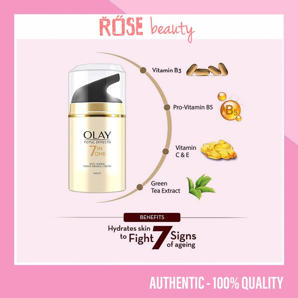 Kem dưỡng ẩm Olay Total Effects 7 In 1 Night cream chống lão hóa mềm mịn da 50ml - RoseBeauty