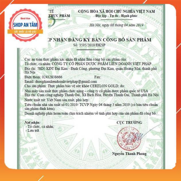 Viên uống bổ não Cerelon Gold Giúp hoạt huyết dưỡng não, bền thành mạch, mất ngủ, chóng mặt, ù tai, suy giảm trí nhớ