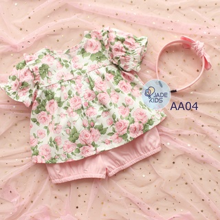 Đồ bộ cho bé gái JADEKIDS | Đồ bộ cho bé gái chất liệu mềm mịn, nhẹ mát tặng kèm bờm có size cho bé từ 5kg tới 17kg