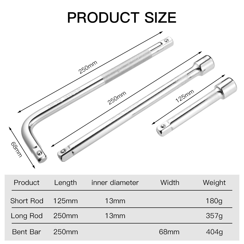 Thanh ống cờ lê nối dài EKEZ 250mm Nhật Kapusi đầu nối tuýp 1/2&quot; thép cứng CR-V cao cấp