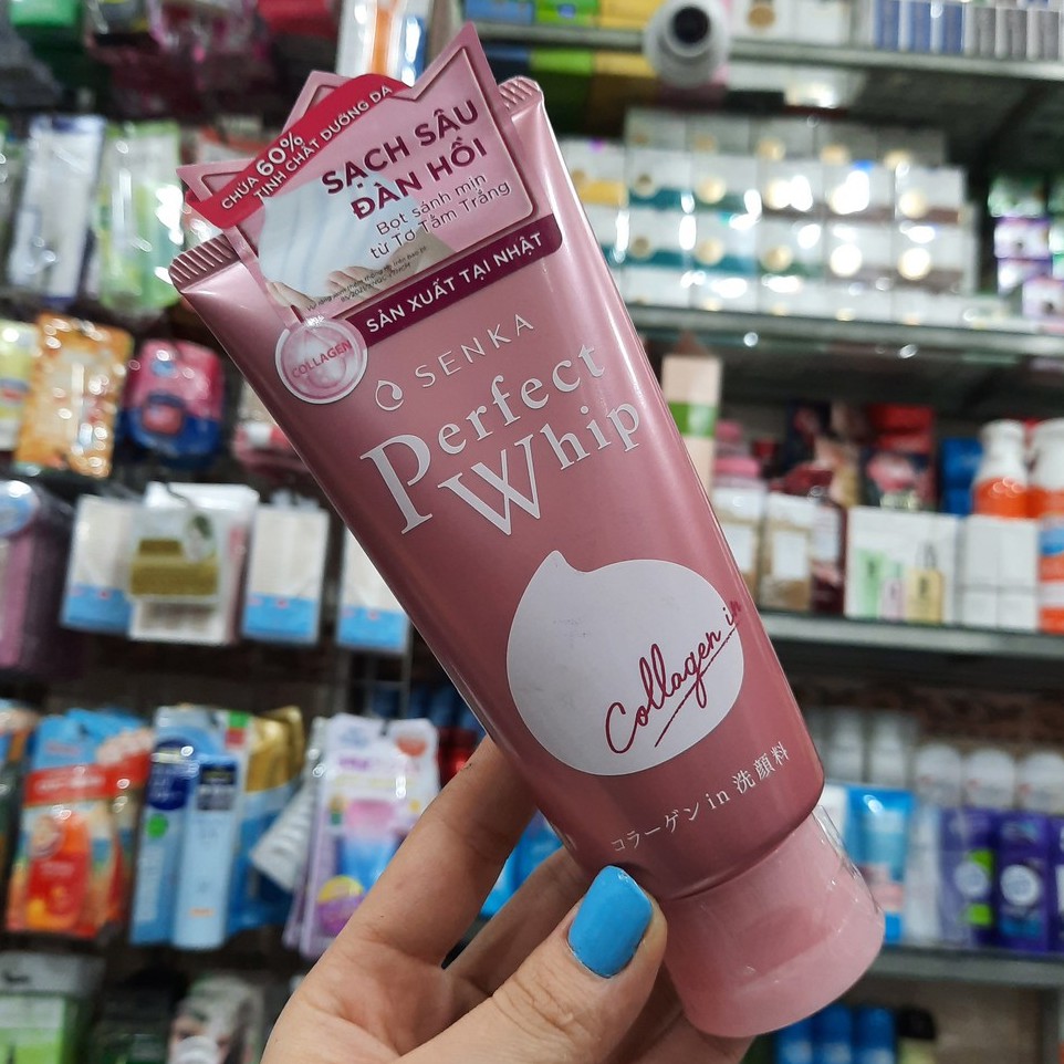 Sửa rửa mặt Senka Perfect Whip Collagen In 120g (hồng)