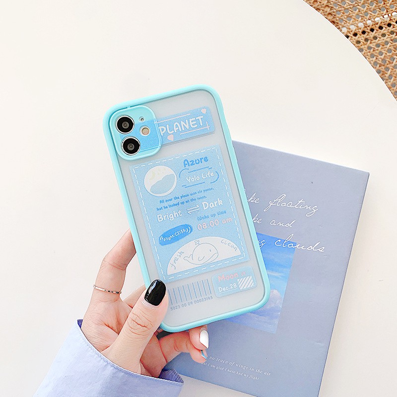 Ốp lưng iphone Tickeet & Planet nhám viền nổi cong 5/5s/6/6plus/6s/6splus/7/7plus/8/8plus/x/xs/11/12/pro/max/plus/promax | BigBuy360 - bigbuy360.vn