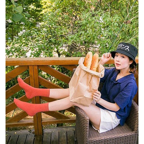 WAFNHA D169 Vớ Cotton Cổ Vừa Thấm Hút Mồ Hôi Màu Trơn Cho Nam Và Nữ