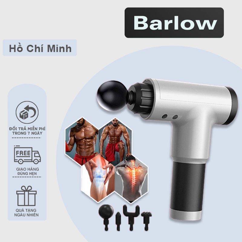 Máy Massage Cầm Tay - Hỗ Trợ Mát Xa Chuyên Sâu, Giảm Đau Cơ, Cứng Khớp - 4 đầu 6 chế độ rung - Barlow Store