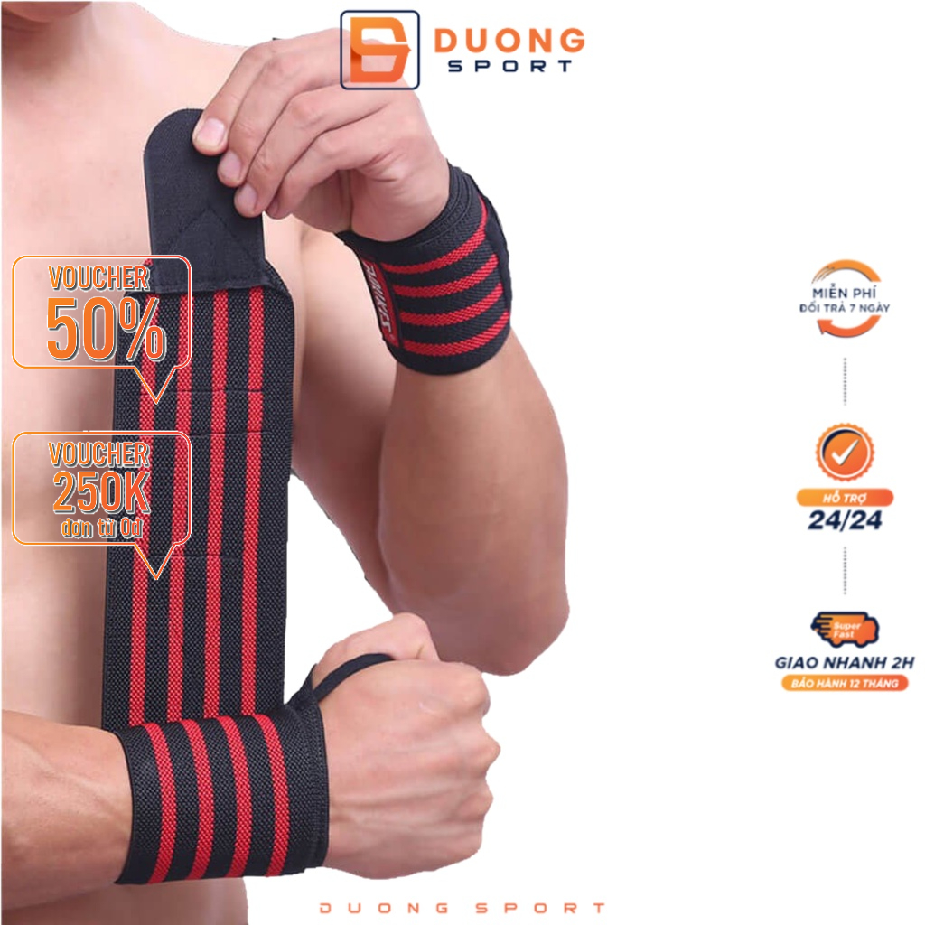Quấn Bảo Vệ Cổ Tay Tập Gym Aolikes Bản 4 Sọc Dài