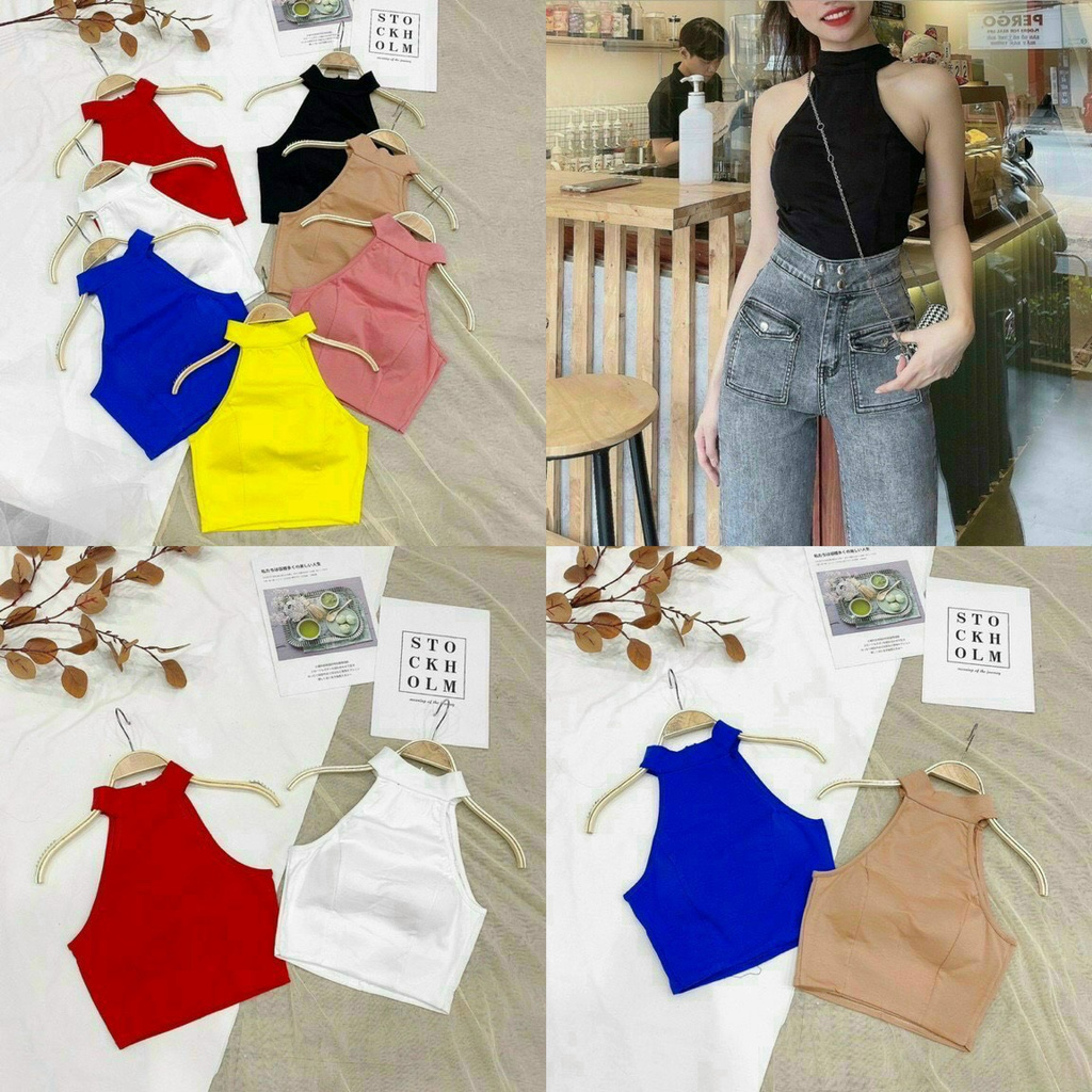 Áo kiểu cổ yếm có mút ngực hot siuee hot hit anh thật đủ màu