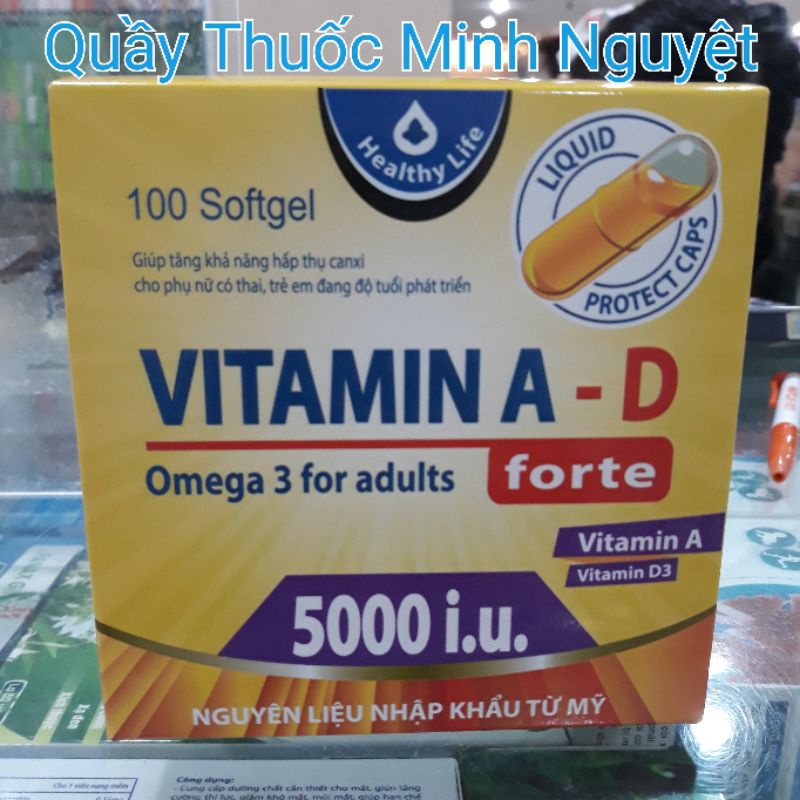 Viên Uống Vitamin A D Bổ Sung Vitamin Giảm Nguy Cơ Khô Mắt Mỏi Mắt Còi Xương Hỗ Trợ Đẹp Da Hộp 100 Viên