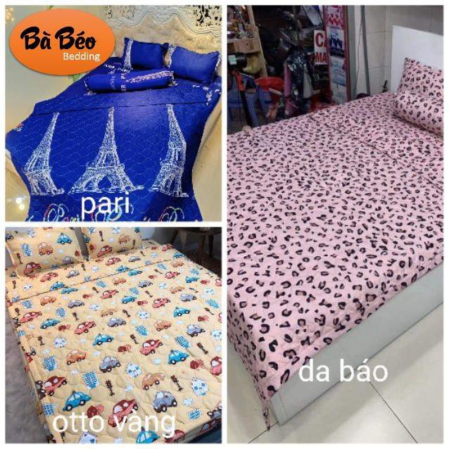 Bộ ga gối chăn hè poly cotton 5 món Drap Giường ,mền hè ,áo gối vỏ gối ôm ( ib shop chọn mẫu Màu)