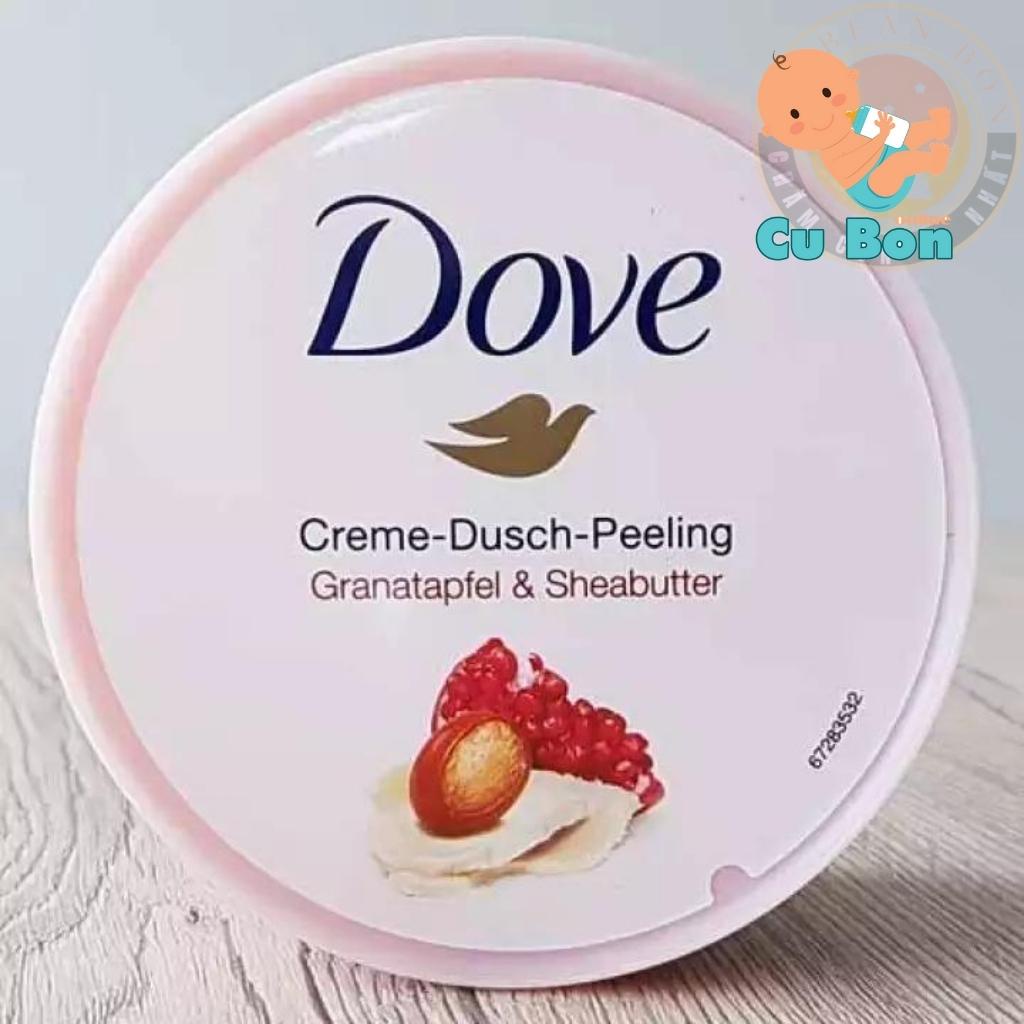 Tắm Tẩy tế bào chết body Dove Dusch Peeling 225ml bản Đức với công thức kem siêu mịn và dưỡng ẩm sâu giúp da mịn màng