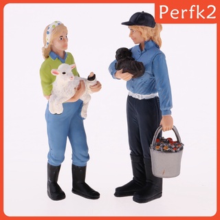 Hand Painted Realistic Farm Animal Figures Set Dollhouse Mini People Figures