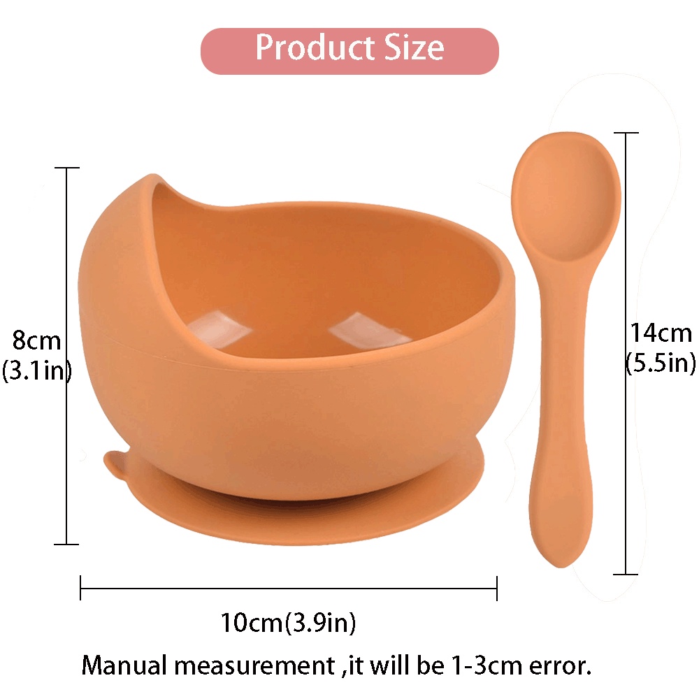 Bộ 2 Muỗng / Tô / Muỗng / Nĩa Bằng silicone Có Giác Hút Cho Bé