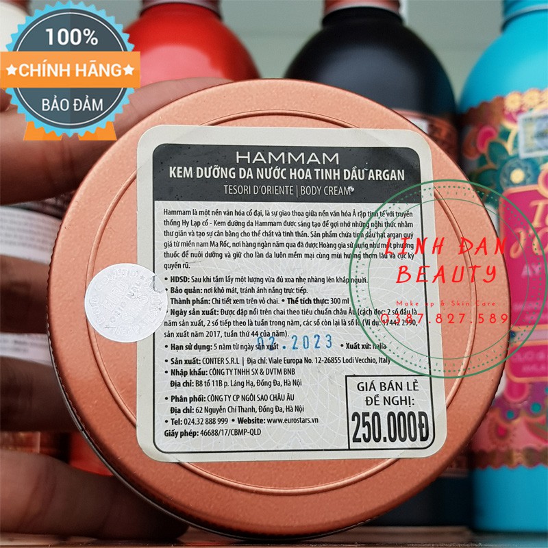 Dưỡng thể Hammam Tesori D' Oriente dưỡng ẩm da mịn màng_300g