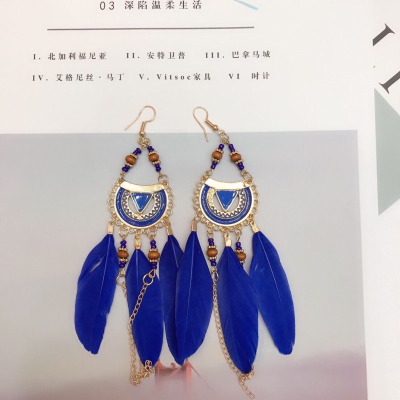 Hoa Tai lông Vũ vintage