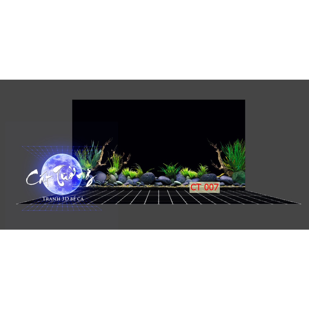 tranh 3d. tranh dán bể cá thủy sinh, bể cá rồng (tranh lưng)