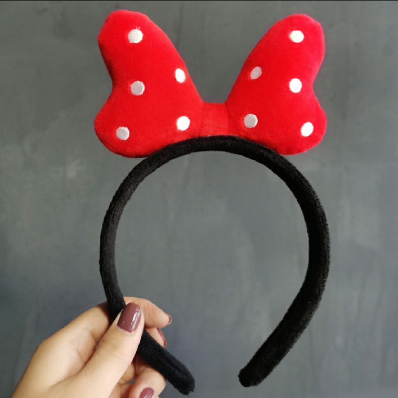 cài nơ đỏ mickey cực xinh cho bé phong cách Hàn Quốc - bờm nơ mickey dễ thương vải min chụp ảnh - selenshop